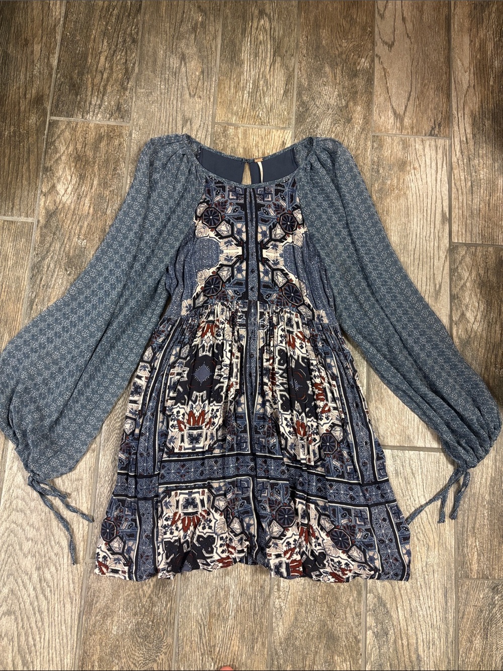 Free People Boho Long Sleeve Key Hole Dress Sz. 4